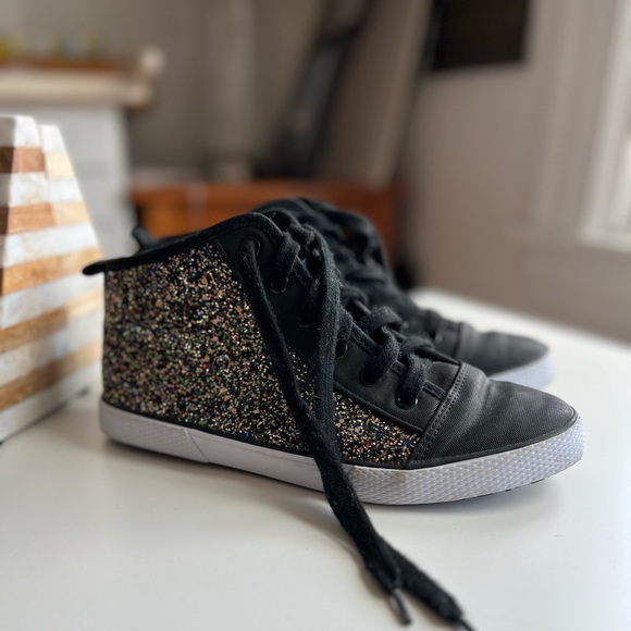 EUC Cat and Jack glitter high tops sz 5 black laces multi-colored glitter TARGET - Picture 6 of 15